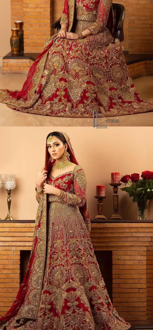 Most girls are excited just to wear maroon amazements. DeemasFashion initiates this Pakistani reception wear which includes a maroon blouse