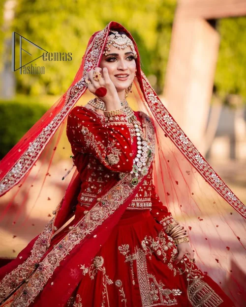 Take off that shyness and wear some deep red reception dress. DeemasFashion presents a very unique reception dress in deep