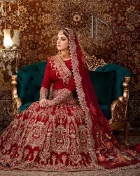 Deep Red Blouse – Fit And Flare Lehenga - Image 1