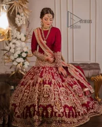 Deep Red Blouse – Fit And Flare Lehenga - Image 8