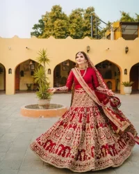 Deep Red Blouse – Fit And Flare Lehenga - Image 11