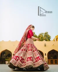 Deep Red Blouse – Fit And Flare Lehenga - Image 12