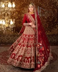 Deep Red Blouse – Fit And Flare Lehenga - Image 3