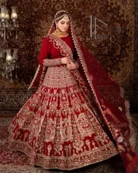 Deep Red Blouse – Fit And Flare Lehenga - Image 4