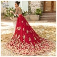 Deep Red Maxi – Back Train Lehenga Dupatta - Image 3