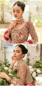 Deep Red Maxi – Back Train Lehenga Dupatta - Image 9