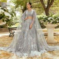 Gray Blouse – Frilled Lehenga n Dupatta - Image 2