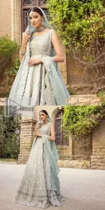 Pale Blue Heavy Maxi – Scalloped Dupatta - Image 6