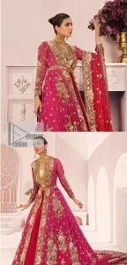 Shocking Pink Back Train Maxi – Red Lehenga Dupatta - Image 6