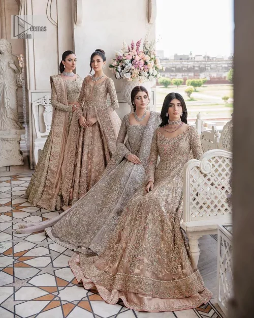 Make your Nikah look pop with the unique pieces from DeemasFashion. This pishwas is hand-embellished with multiple colour embroidery and