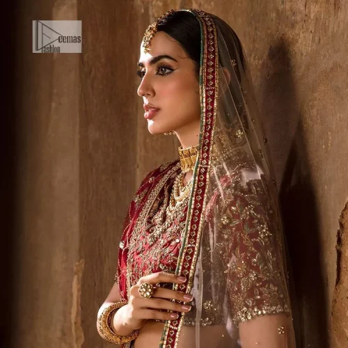 Keep it comfy and attractive with the best DeemasFashion reception wear! A silver flare lehenga encrusted with tilla, dabka, kora,