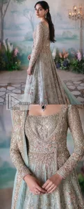 Light Blue Angrakha Maxi – Back Train Lehenga n Dupatta - Image 8