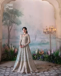 Light Blue Angrakha Maxi – Back Train Lehenga n Dupatta - Image 2