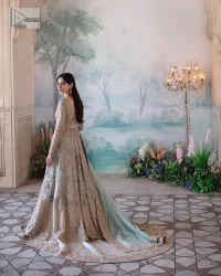 Light Blue Angrakha Maxi – Back Train Lehenga n Dupatta - Image 4