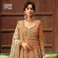 Rust Heavy Maxi n Soft Green Dupatta - Image 1
