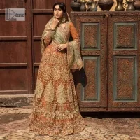 Rust Heavy Maxi n Soft Green Dupatta - Image 3
