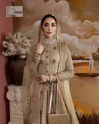 Pale Green Front Open Shirt – Golden Lehenga n Dupatta - Image 6