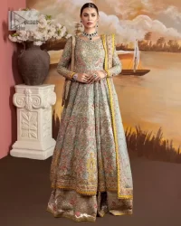 Aqua Blue flared Anarkali – Sharara n Dupatta - Image 2
