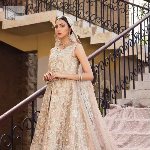 The subtle colour palette, delicate embroidery and eye-catching details. All in all a true style statement! Presenting this fawn maxi