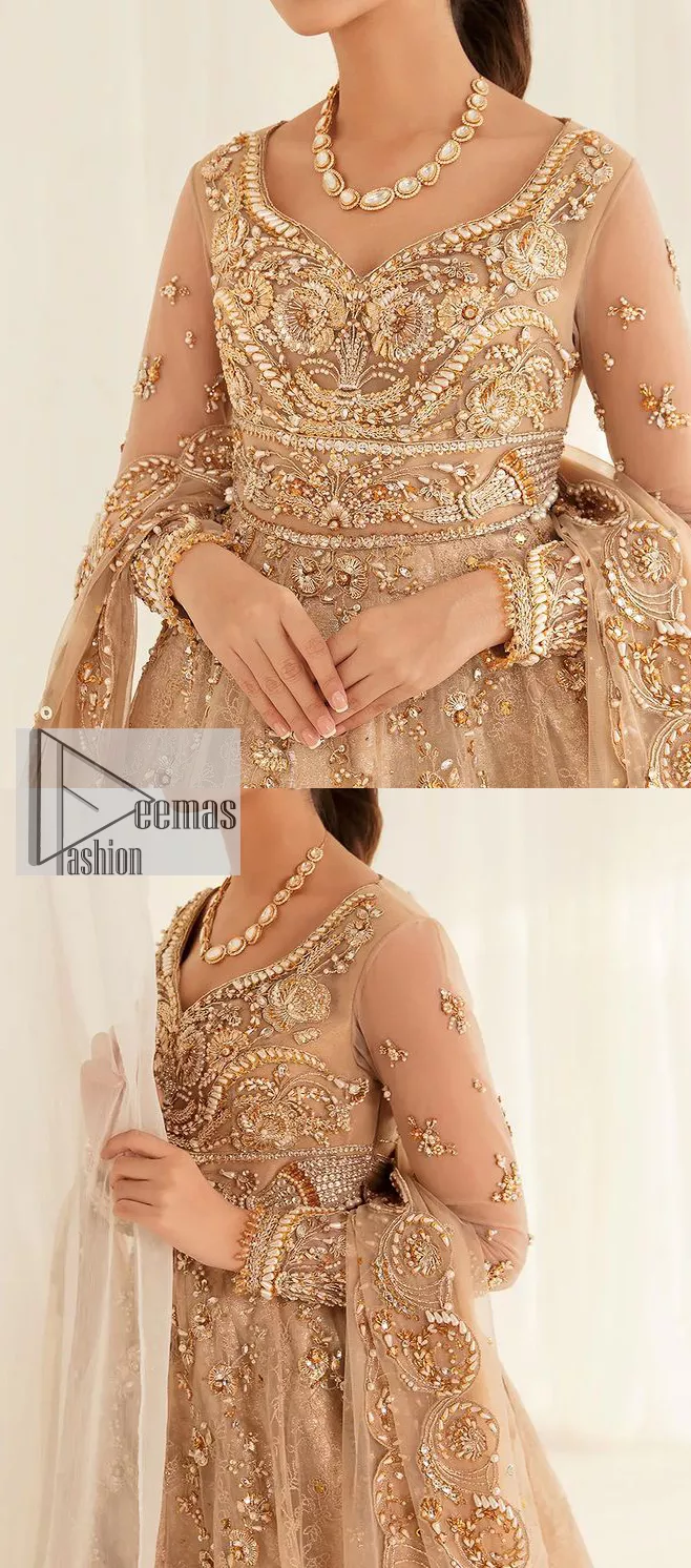 Golden Lehenga and Blouse with Maroon Dupatta | Golden lehenga, Lehenga,  Party wear dresses