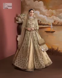 Pale Green Front Open Shirt – Golden Lehenga n Dupatta - Image 9
