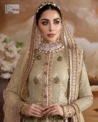 Pale Green Front Open Shirt – Golden Lehenga n Dupatta - Image 2
