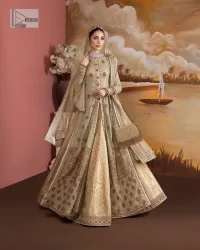 Pale Green Front Open Shirt – Golden Lehenga n Dupatta - Image 7