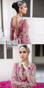 Shocking Pink Scalloped Maxi Lehenga – Gray Dupatta - Image 6