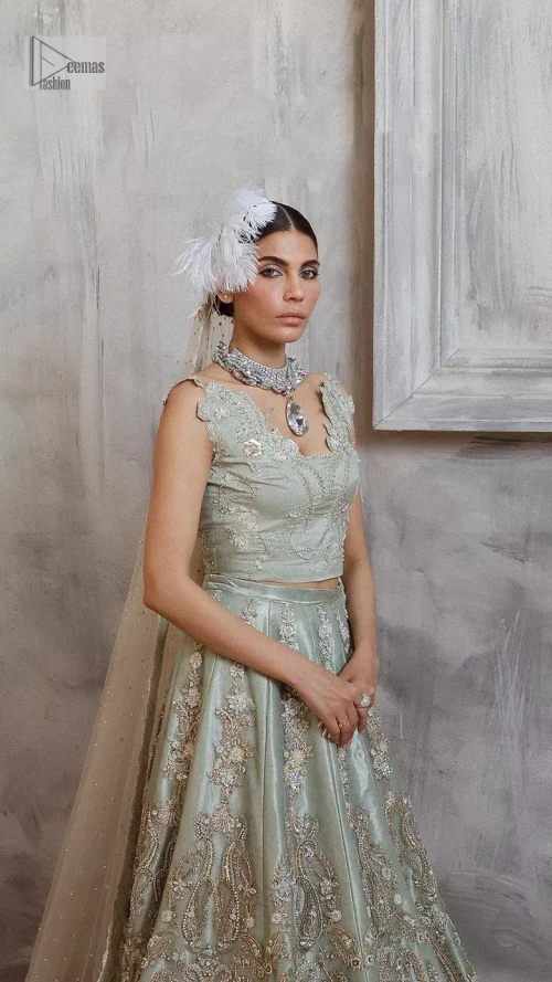 Get this ever-trending floral walima outfit. Keep it romantic and fantastic with the DeemasFashion latest articles! The soft green blouse