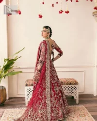 Dark Red Scalloped Blouse – Lehenga n Dupatta - Image 4