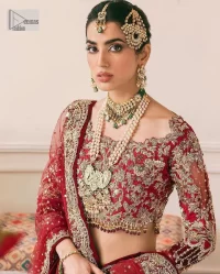 Dark Red Scalloped Blouse – Lehenga n Dupatta - Image 6