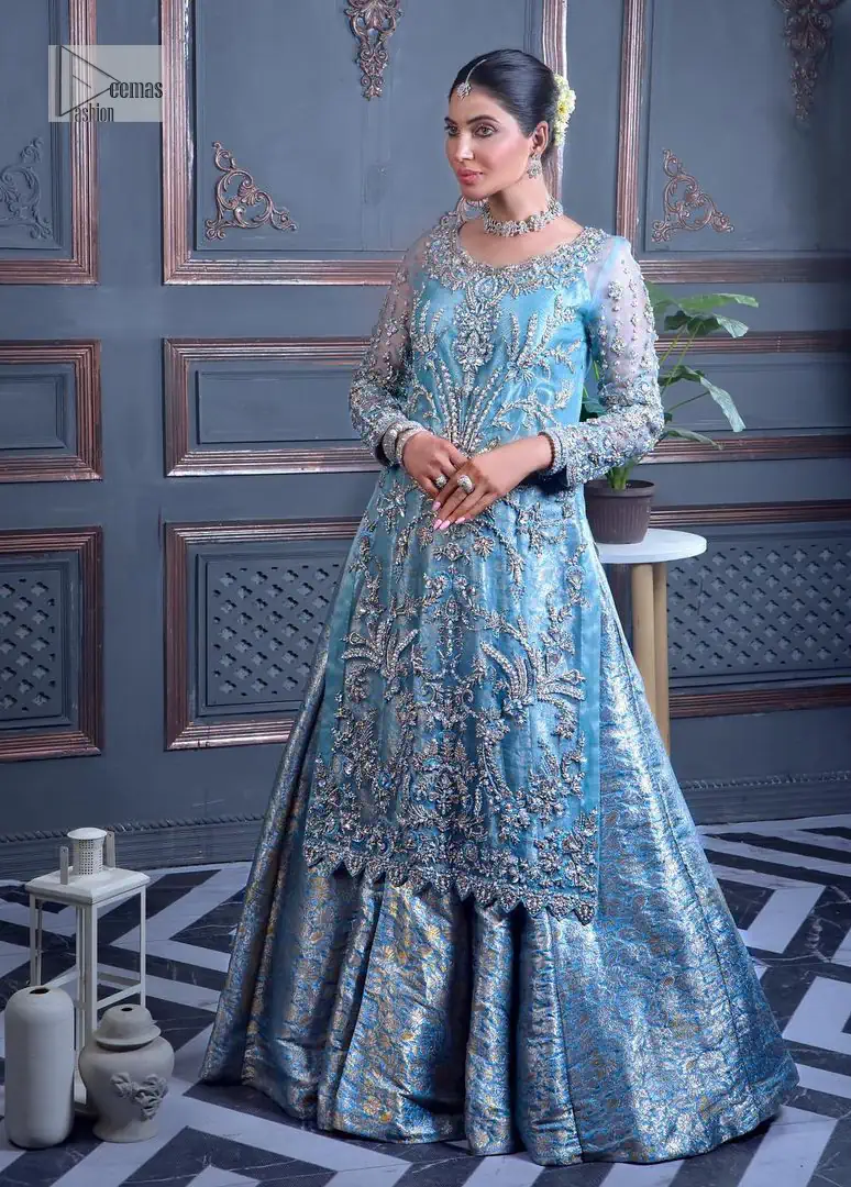 blue dress with dupatta Blue Gown With Dupatta for Raksha Bandhan main image 1