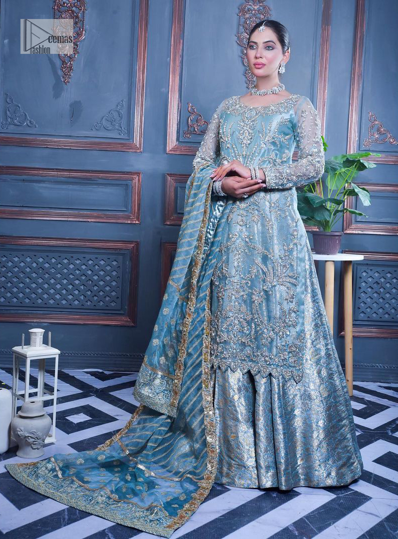 Formal Pink And Blue Combination Dress Ice Blue Dresses Pakistani Light Blue  Color Dresses Enchanted Sky