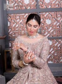 Tea Pink Front Open Flared Maxi – Lehenga n Dupatta - Image 3