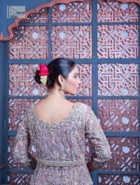 Tea Pink Front Open Flared Maxi – Lehenga n Dupatta - Image 4