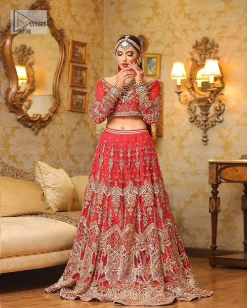 This lehenga blouse dress is truly one-of-a-kind, unlike anything else you've seen. It's designed to make you look stunning because