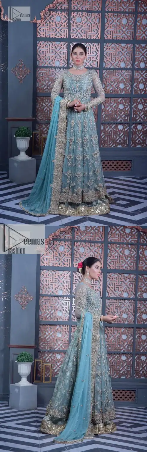 Sky Blue Flared Maxi – Lehenga n Dupatta