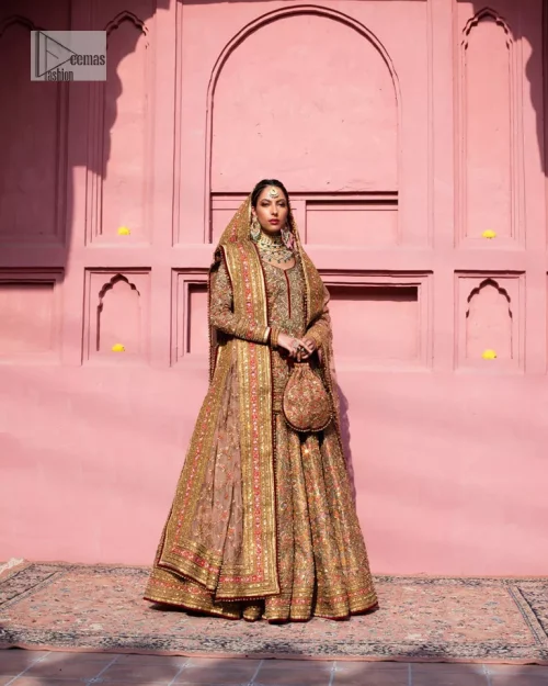 Create a look that’s for you with just one twist of this reception wear. A soft brown short shirt heavily