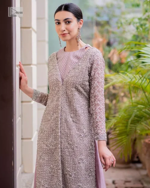 Violet Front Open Long Shirt n Sharara