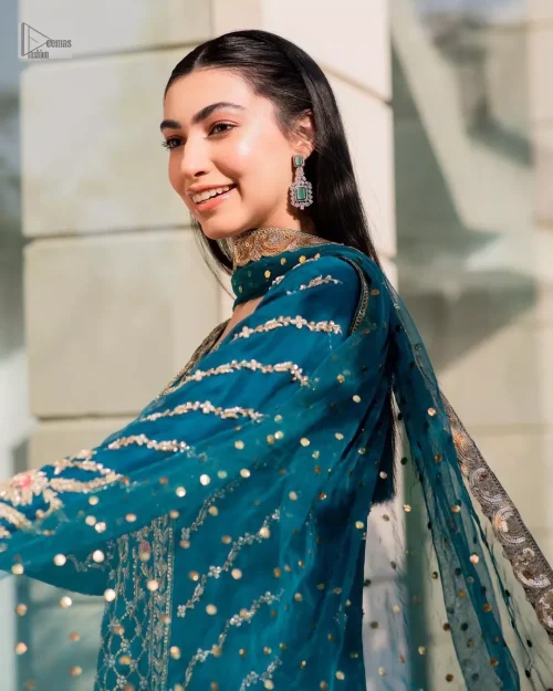 Teal Angrakha – Trousers n Dupatta