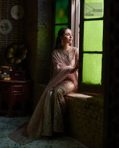 Introducing our Salmon pink Nikah dress, a true embodiment of purity and simplicity for your special ceremony. This elegant ensemble