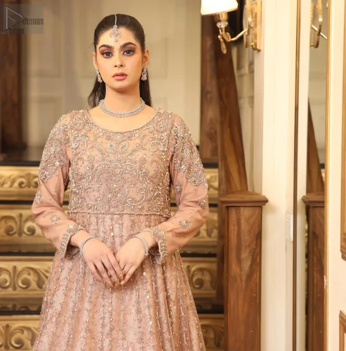 Radiate timeless beauty in the Fawn Flared Scalloped Maxi Can Can Lehenga, a creation designed for the bride who cherishes