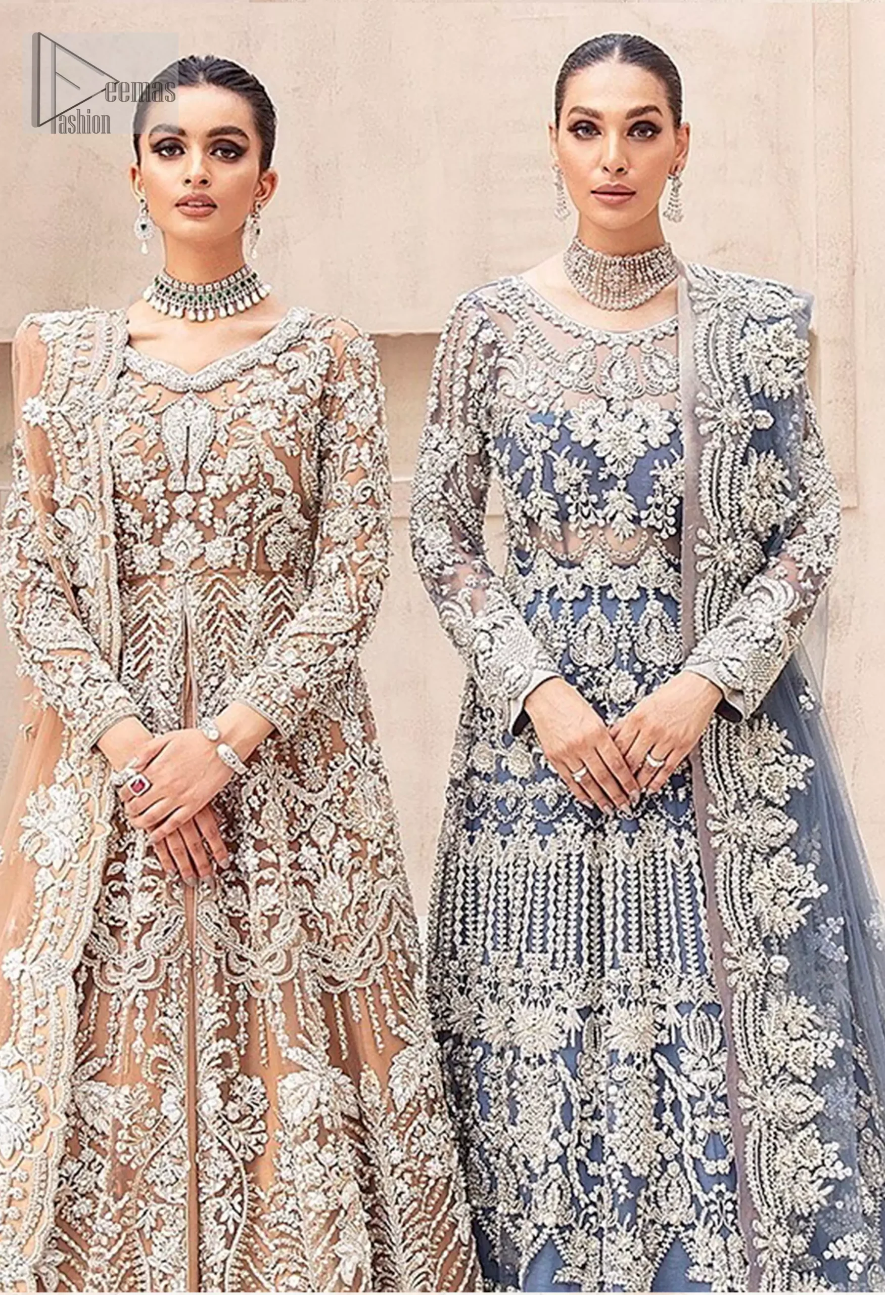 Elevate your Nikah look with the Slate Gray Full Length Maxi Dupatta, a vision of subtle sophistication.