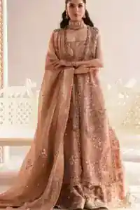 Peach Pink Front Open Jacket Sharara Dupatta