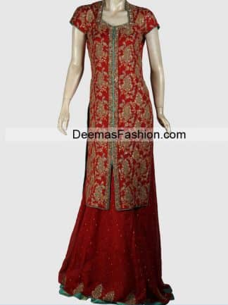 Latest Designer Wear Bridal Dress - Deep Red Sharara
