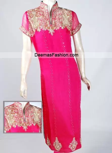 Latest Pakistani Party Wear - Shocking Pink Dress