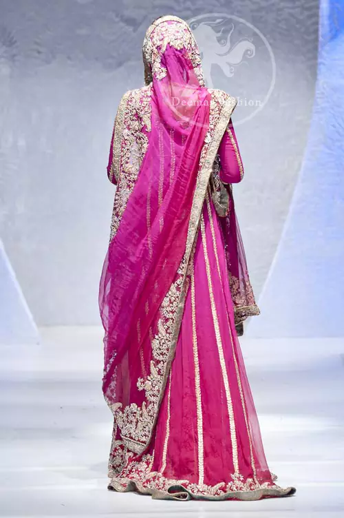 Back Picture of Shocking Pink Bridal Wear Anarkali Pishwas Dress