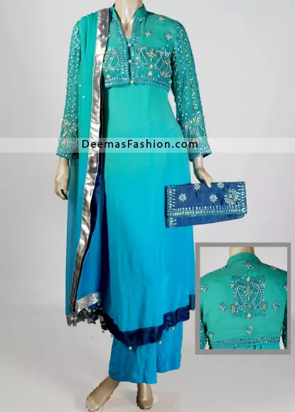 Designer Wear Anarkali Frock - Sparkling Blue