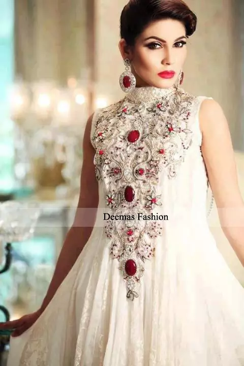 Designer Dress White Anarkali Frock