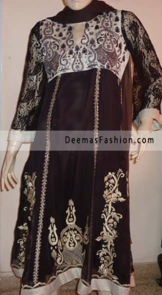 Latest Boutique Design Black Embroidered Anarkali Dress